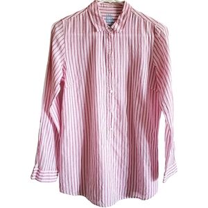J. McLaughlin Pink Striped Popover Top Casual Modern Lagenlook Tunic Womens XS